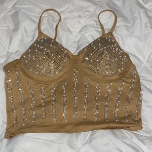 Embellished Tan Women's Top